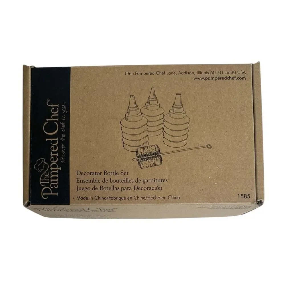 Pampered Chef 1585 Pastry Cake Decorator Bottle Set 3 Bottles & 6 Piping Tips